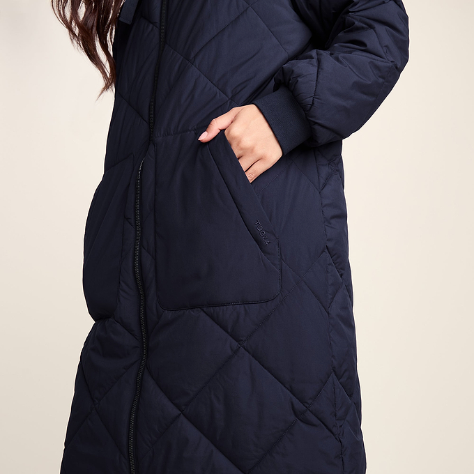 Rainey Womens Longline Lightweight Insulated Quilted Coat - Deepest Blue