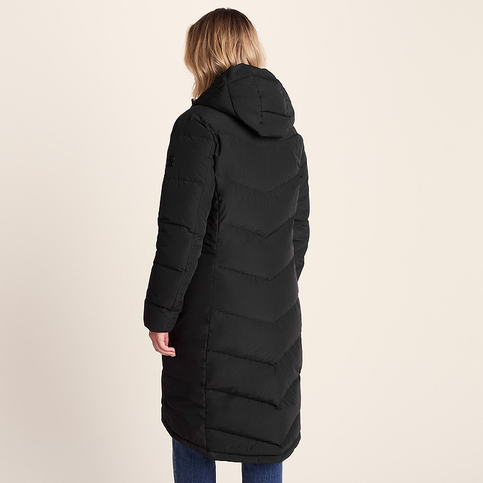 Raleigh Luxe Womens Long Shower Resistant Down Insulated Jacket - Black
