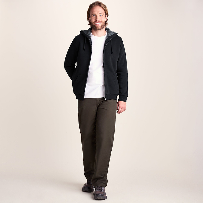 Ramsey Mens Supersoft Sherpa Lined Zip Hoodie - Black