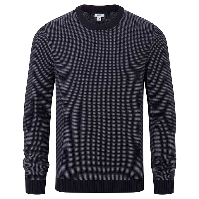 Richie Mens Knitted Crew Neck jumper - Dark Indigo