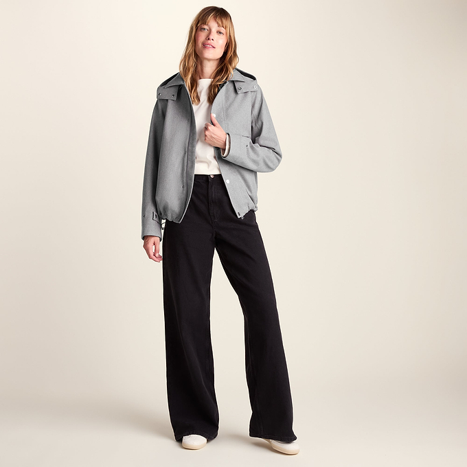 Robyn Womens Waterproof Short Trench Coat - Mid Grey Melange