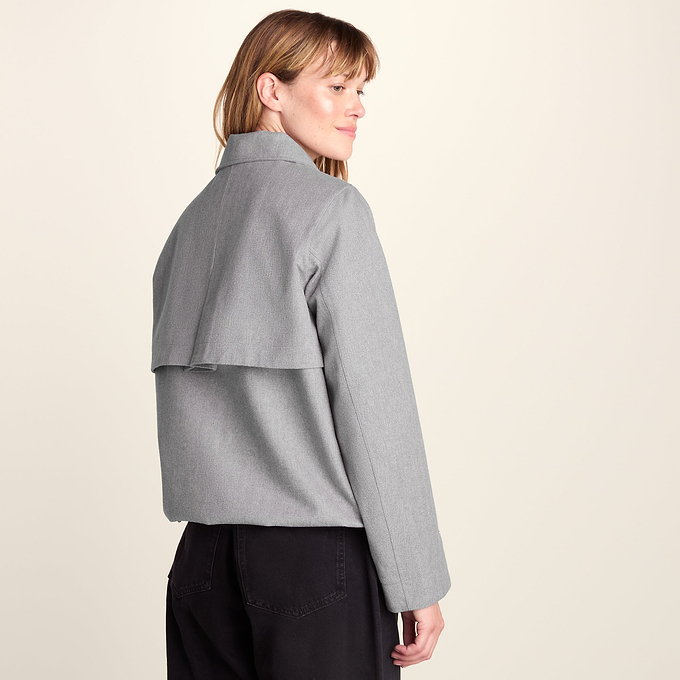 Robyn Womens Waterproof Short Trench Coat - Mid Grey Melange