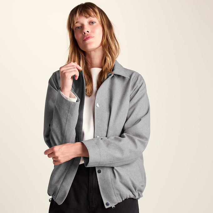 Robyn Womens Waterproof Short Trench Coat - Mid Grey Melange