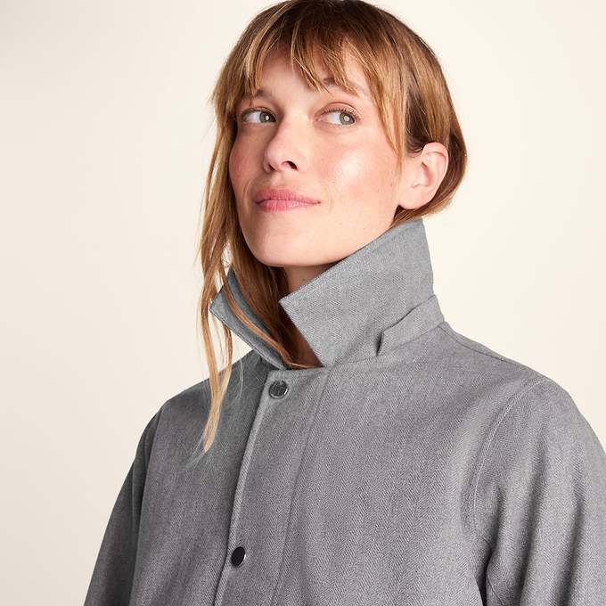 Robyn Womens Waterproof Short Trench Coat - Mid Grey Melange