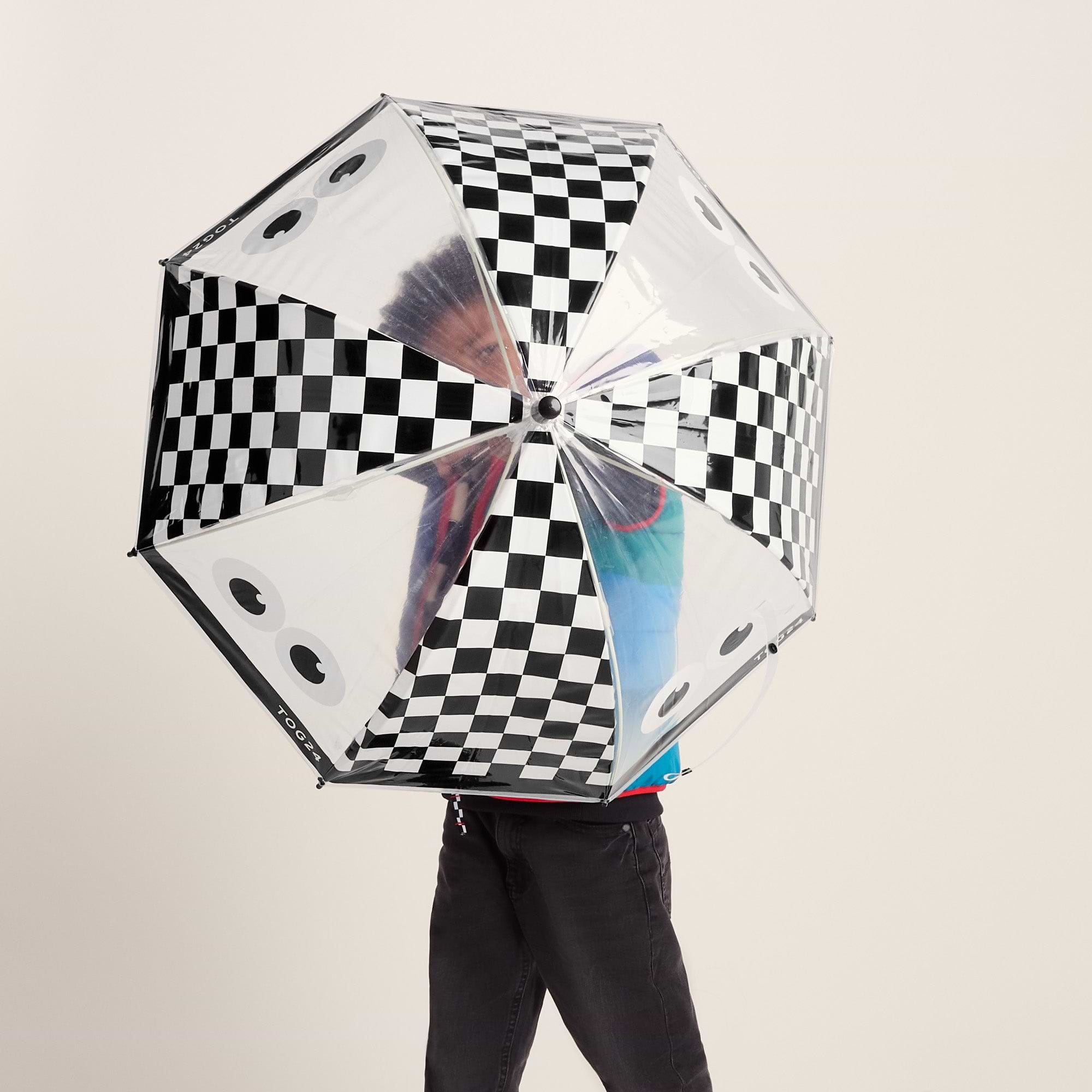 Romney Kids Shaun the Sheep Umbrella - Black White Checkerboard