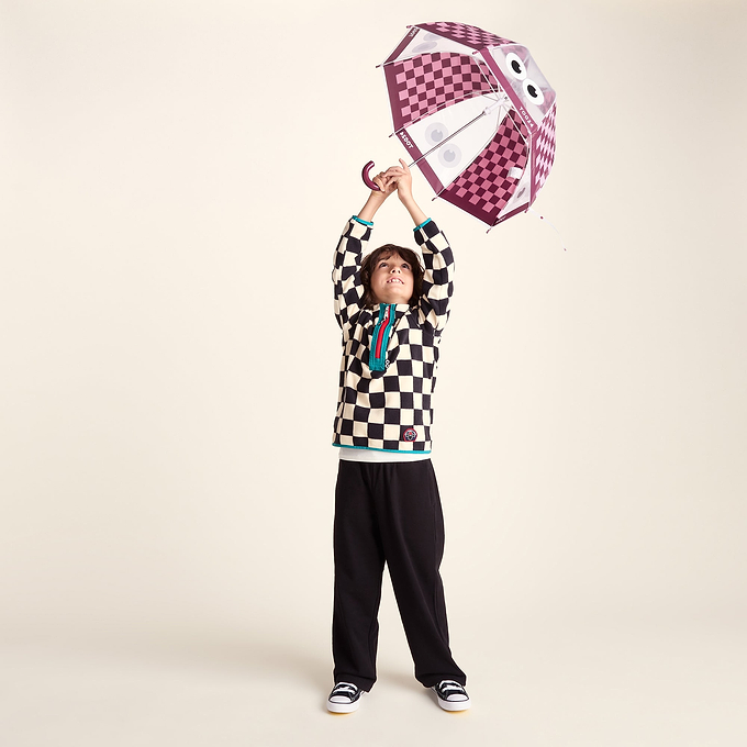 Romney Kids Shaun the Sheep Umbrella - Beetroot/Candy Floss Checkerboard