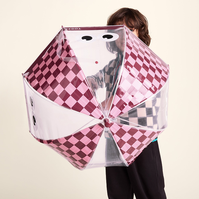 Romney Kids Shaun the Sheep Umbrella - Beetroot/Candy Floss Checkerboard