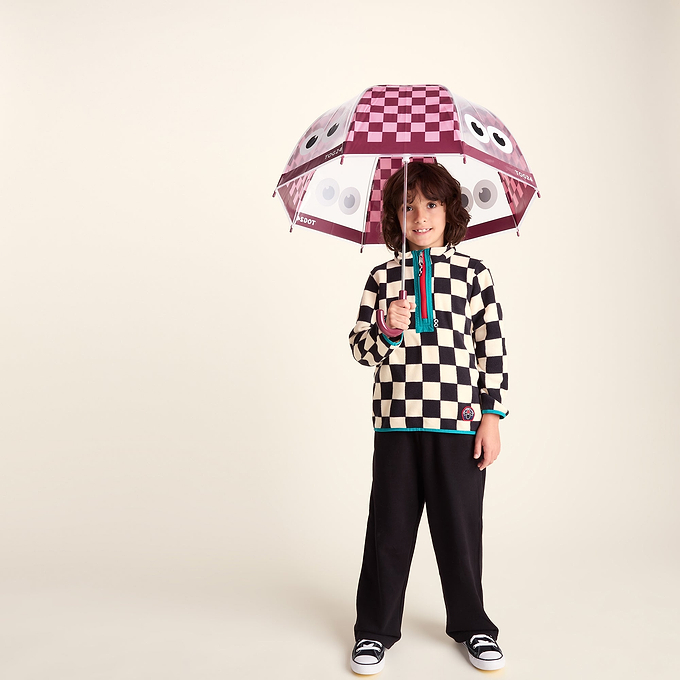 Romney Kids Shaun the Sheep Umbrella - Beetroot/Candy Floss Checkerboard