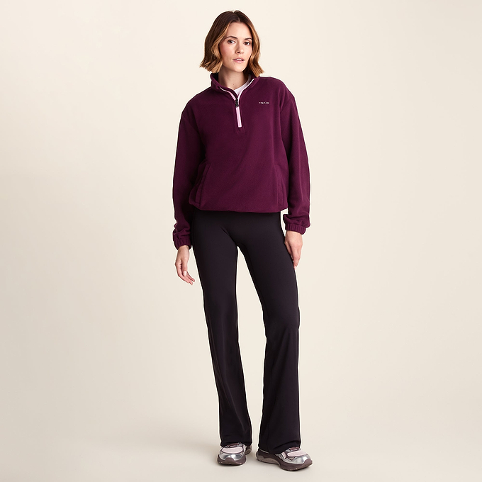 Sachs Womens Midweight Half Zip Fleece Pullover - Aubergine