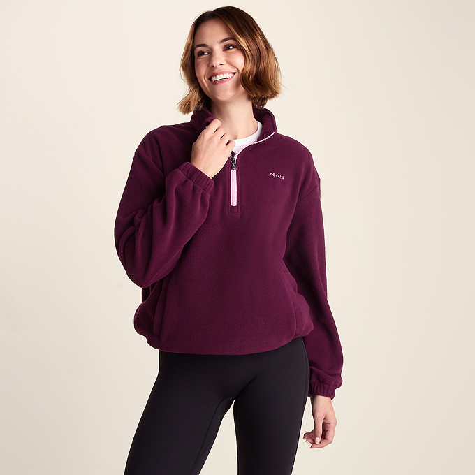 Sachs Womens Midweight Half Zip Fleece Pullover - Aubergine