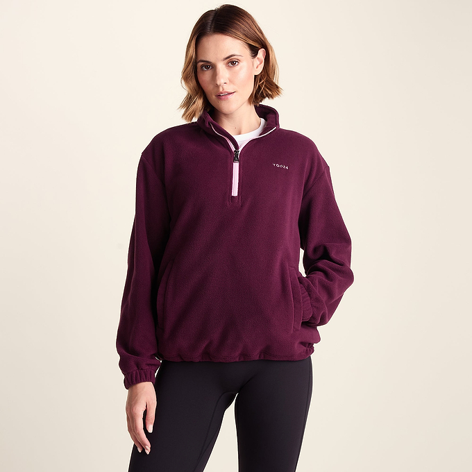 Sachs Womens Midweight Half Zip Fleece Pullover - Aubergine