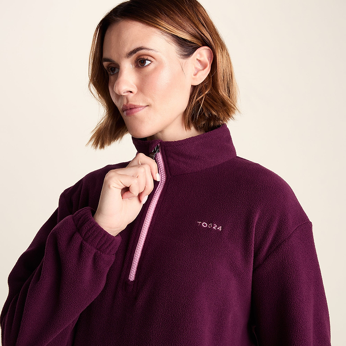 Sachs Womens Midweight Half Zip Fleece Pullover - Aubergine