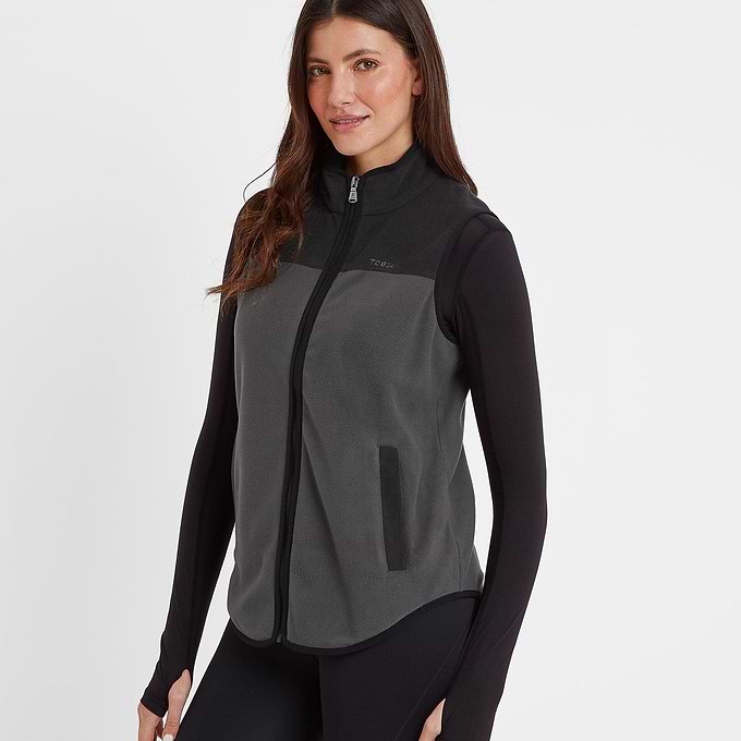 Sarel Womens Colour Block Fleece Gilet - Washed Black/Black