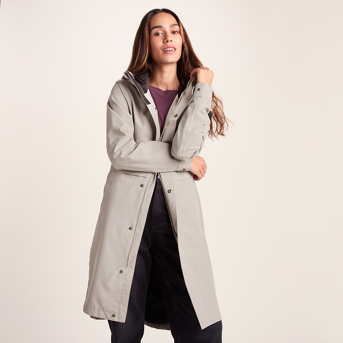 Saunter Womens Long Waterproof Jacket - Dark Taupe