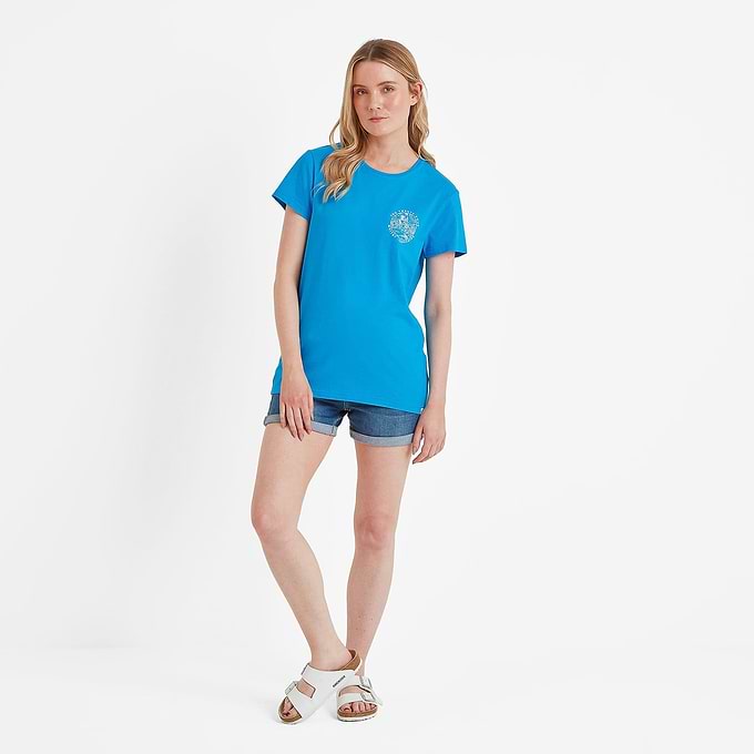 Seaside Womens 100% Cotton T-Shirt - Azure Blue