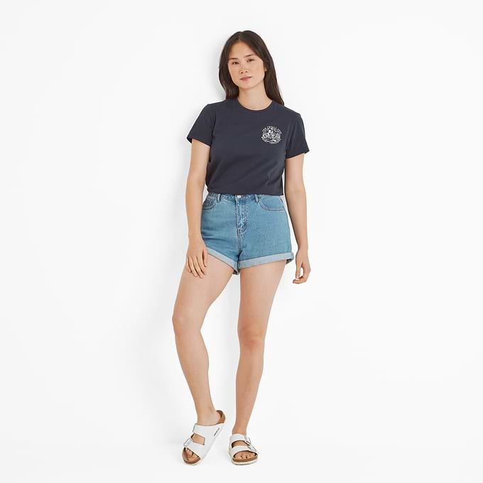 Seaside Womens 100% Cotton T-Shirt - Dark Indigo