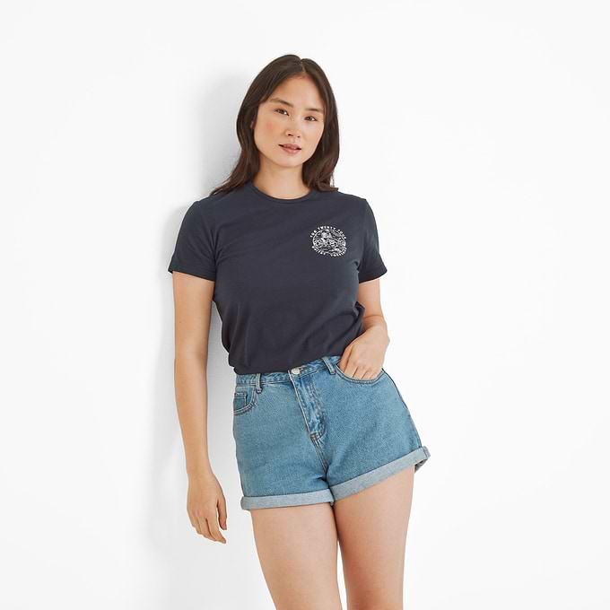 Seaside Womens 100% Cotton T-Shirt - Dark Indigo