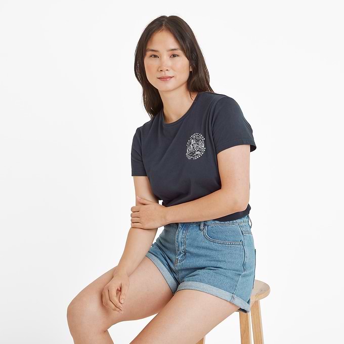 Seaside Womens 100% Cotton T-Shirt - Dark Indigo