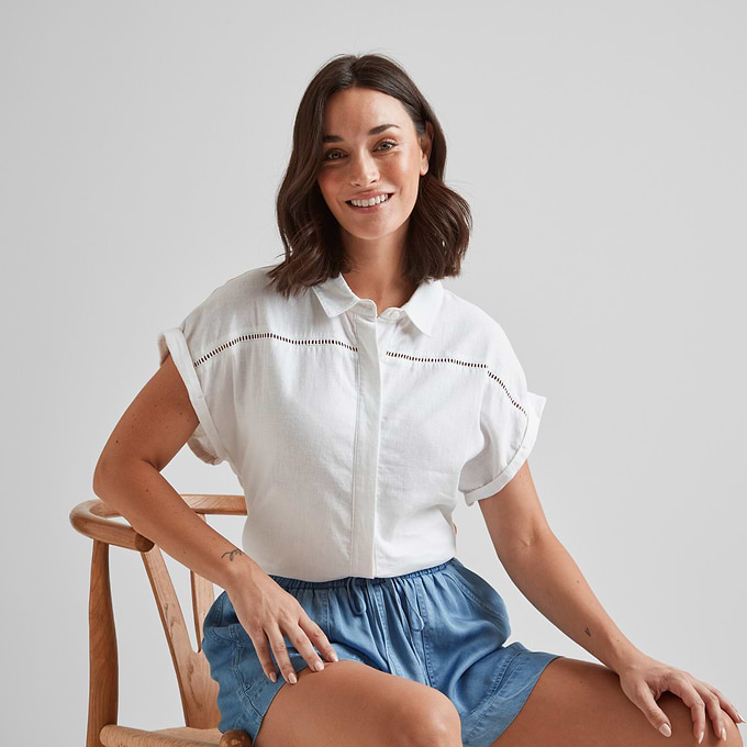 Serena Womens Short Sleeve Shirt - Optic White