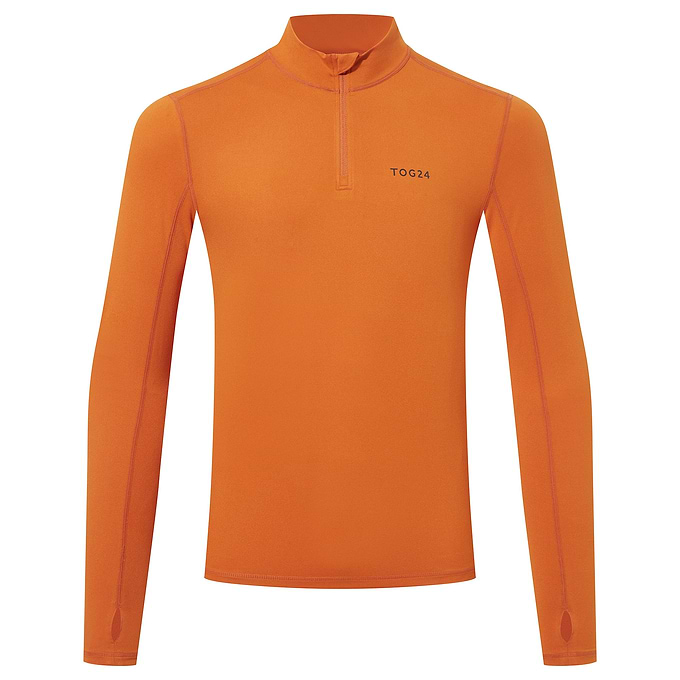 Snowdon Mens Thermal Quarter Zip Base Layer - Dark Orange