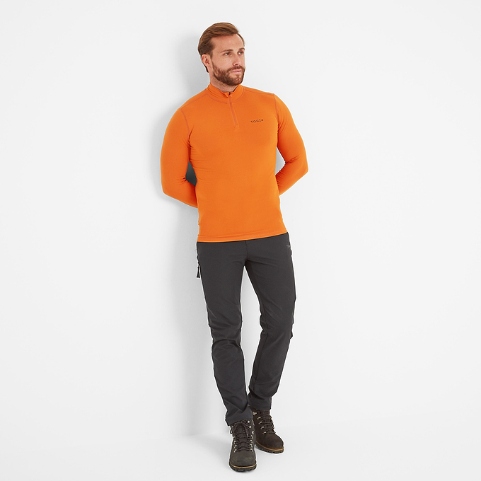 Snowdon Mens Thermal Quarter Zip Base Layer - Dark Orange