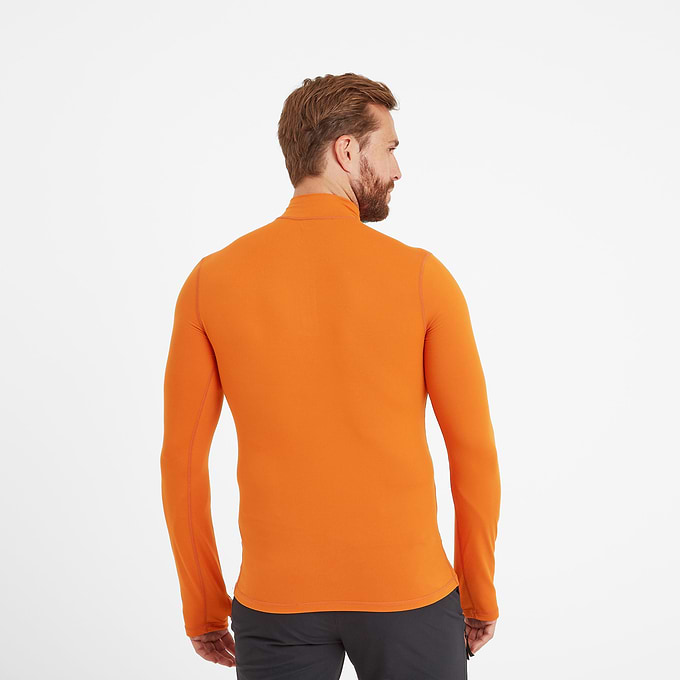 Snowdon Mens Thermal Quarter Zip Base Layer - Dark Orange