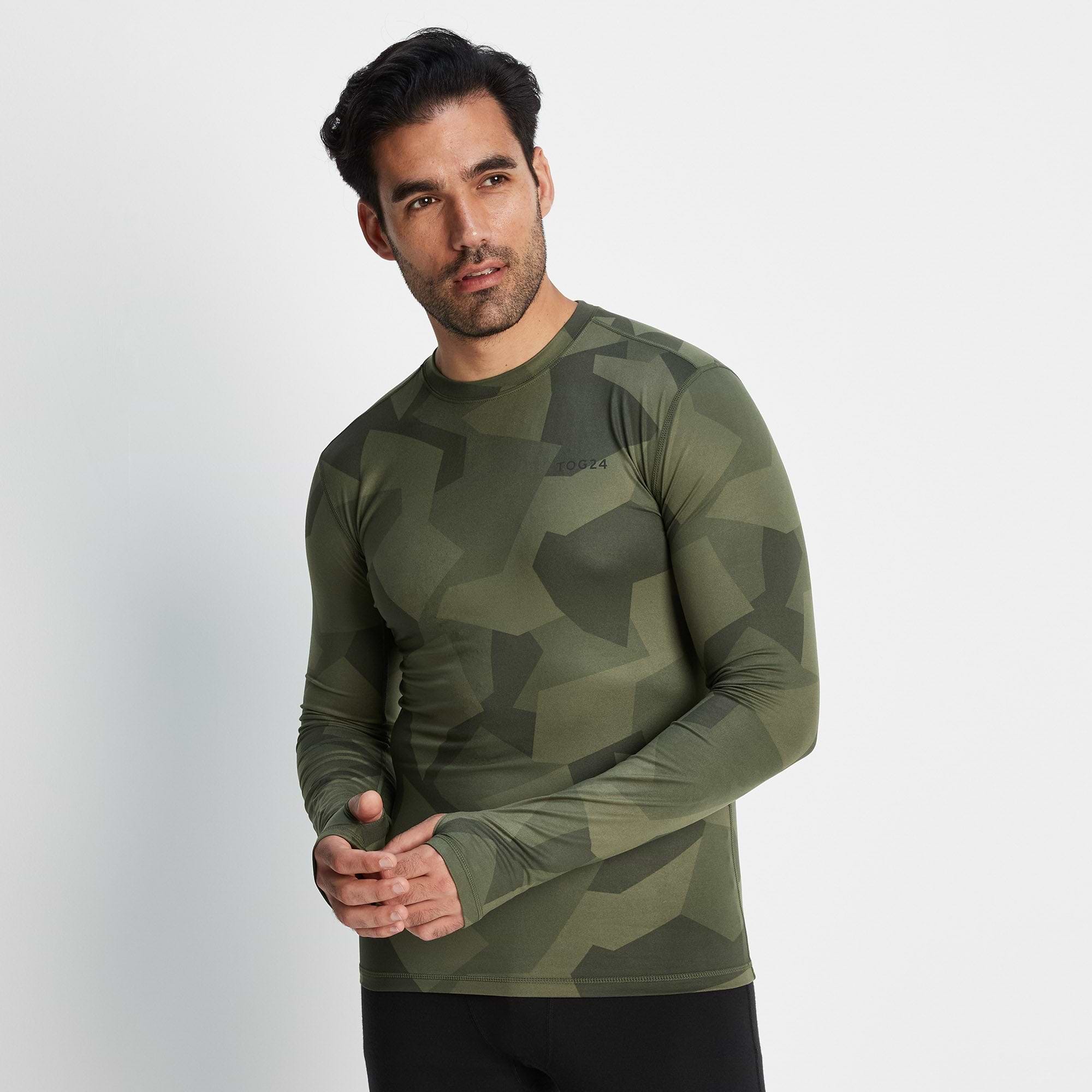 Snowdon Mens Thermal Base Layer Top - Khaki Camo Print | TOG24