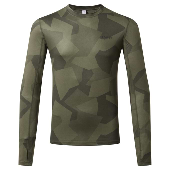 Snowdon Mens Thermal Crew Neck Base Layer - Khaki Camo Print