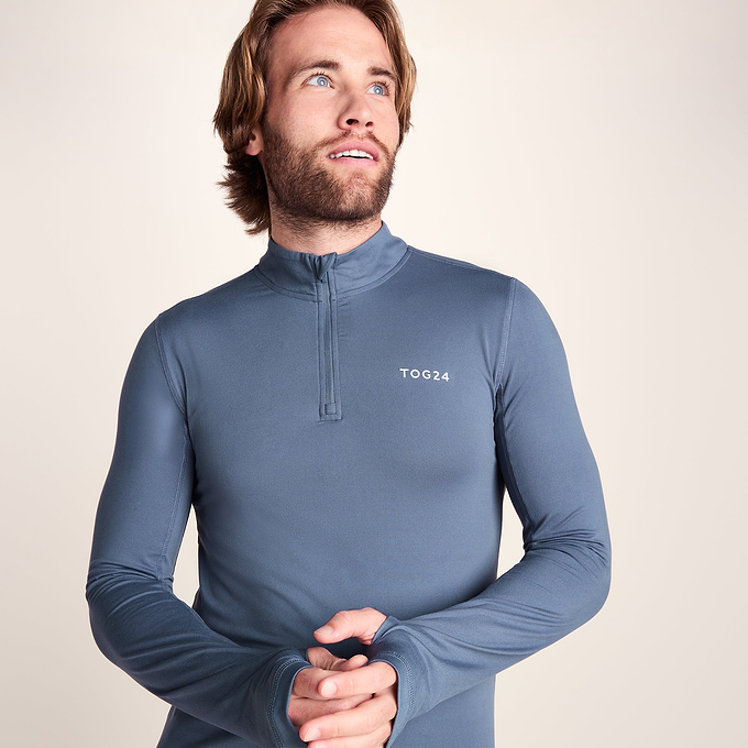 Snowdon Mens Thermal Quarter Zip Base Layer - Smokey Blue