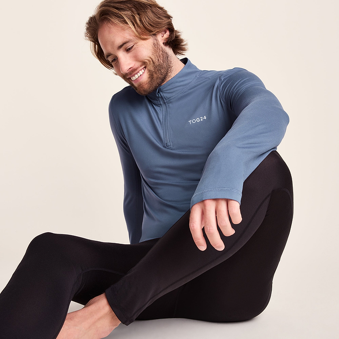 Snowdon Mens Thermal Quarter Zip Base Layer - Smokey Blue