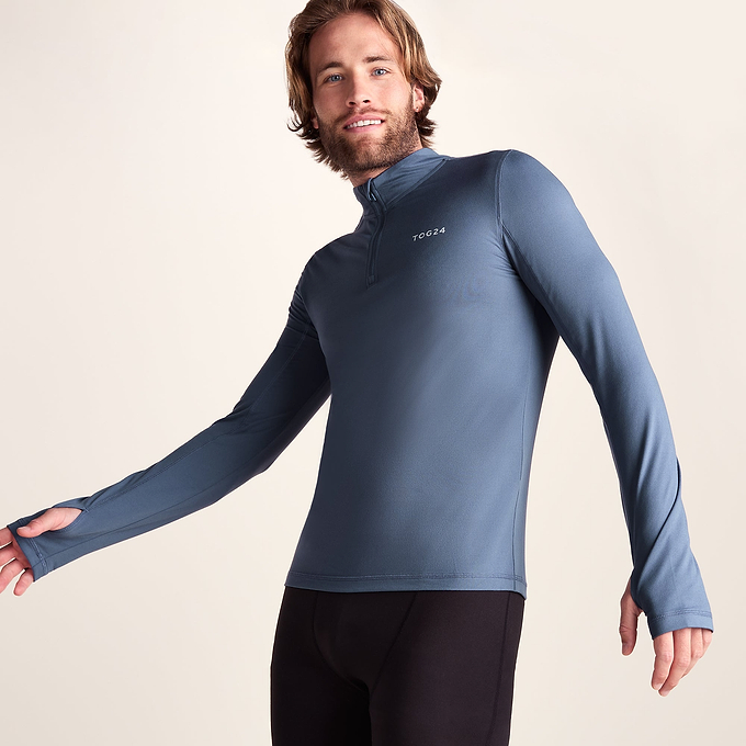 Snowdon Mens Thermal Quarter Zip Base Layer - Smokey Blue
