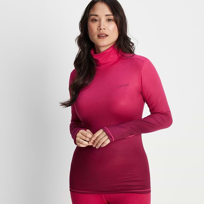 Snowdon Womens Thermal Roll Neck Base Layer - Raspberry Gradient
