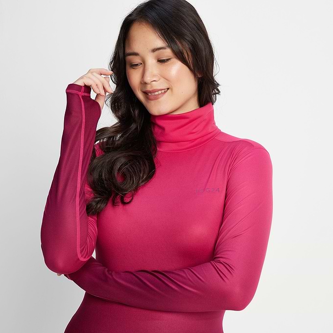 Snowdon Womens Thermal Roll Neck Base Layer - Raspberry Gradient