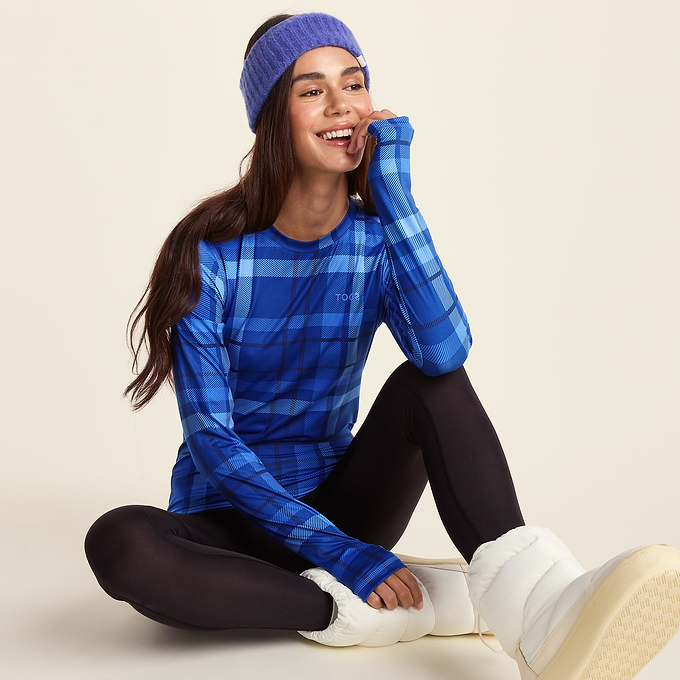 Snowdon Womens Thermal Crew Neck Base Layer - Cobalt Check