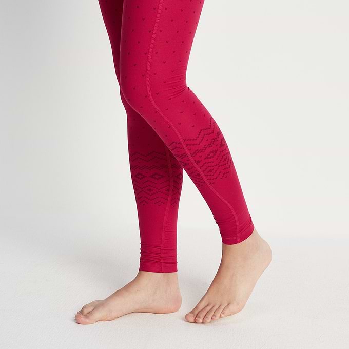 Snowdon Womens Thermal Base Layer Legging - Cerise Fairisle
