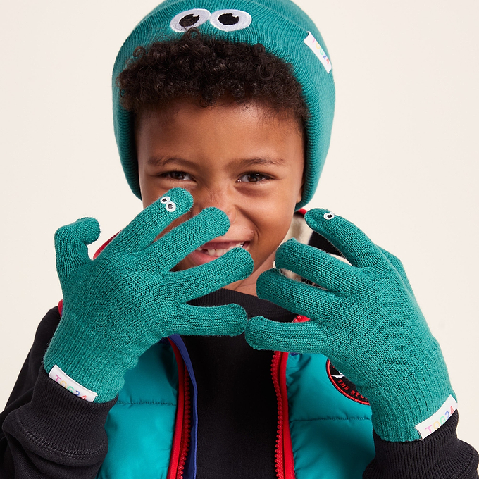 Soay Kids Shaun the Sheep Knit Gloves - Jungle Green