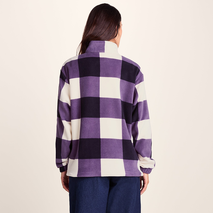 Stones Womens Checkerboard Half Zip Fleece Pullover - Smokey Purple Gingham