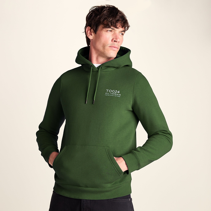 Terrain Mens Supersoft Heavyweight Graphic Print Hoodie - Leaf Green