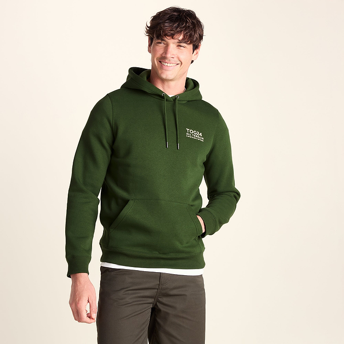Terrain Mens Supersoft Heavyweight Graphic Print Hoodie - Leaf Green