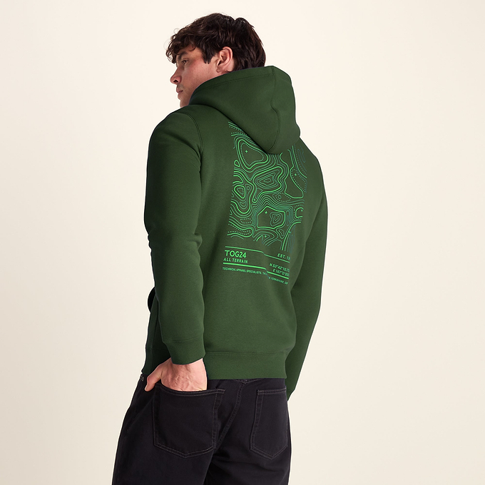 Terrain Mens Supersoft Heavyweight Graphic Print Hoodie - Leaf Green
