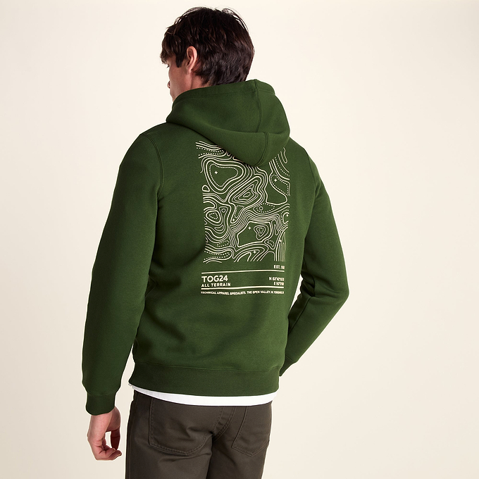 Terrain Mens Supersoft Heavyweight Graphic Print Hoodie - Leaf Green