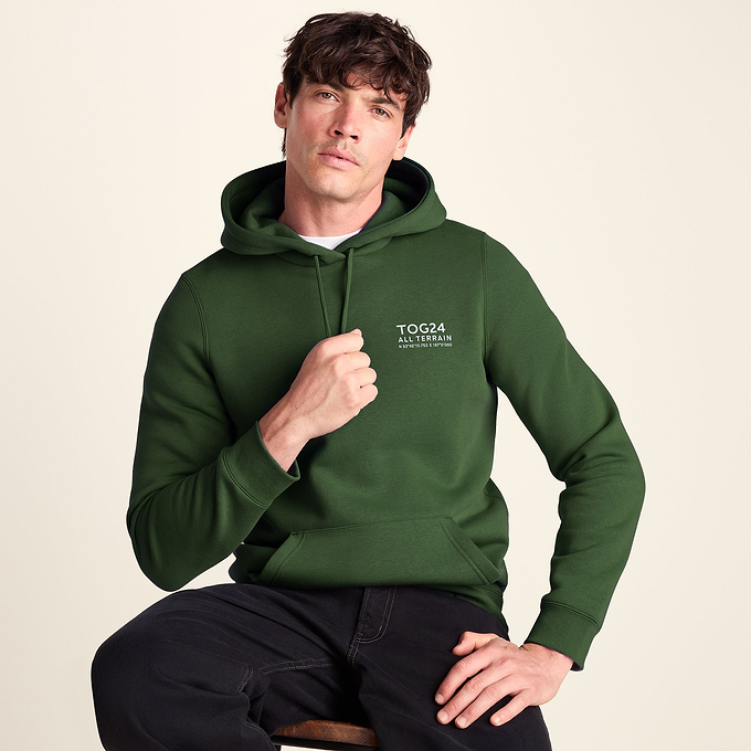 Terrain Mens Supersoft Heavyweight Graphic Print Hoodie - Leaf Green