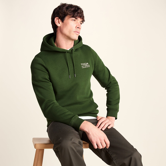 Terrain Mens Supersoft Heavyweight Graphic Print Hoodie - Leaf Green