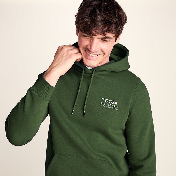 Terrain Mens Supersoft Heavyweight Graphic Print Hoodie - Leaf Green