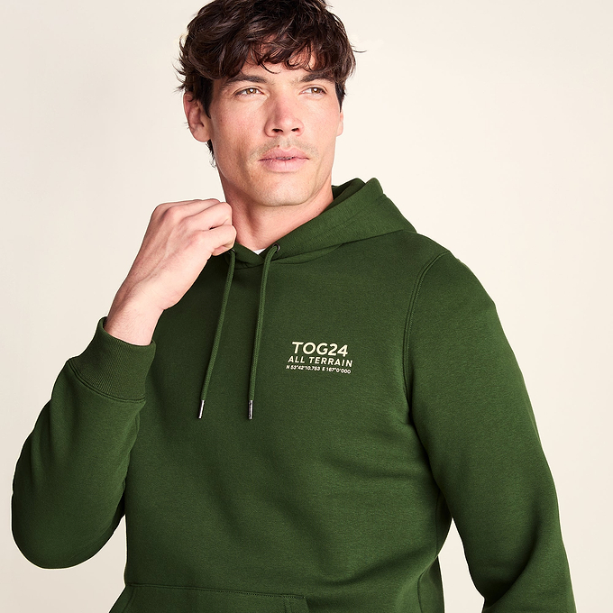 Terrain Mens Supersoft Heavyweight Graphic Print Hoodie - Leaf Green