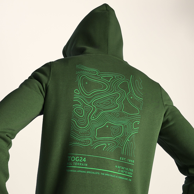 Terrain Mens Supersoft Heavyweight Graphic Print Hoodie - Leaf Green