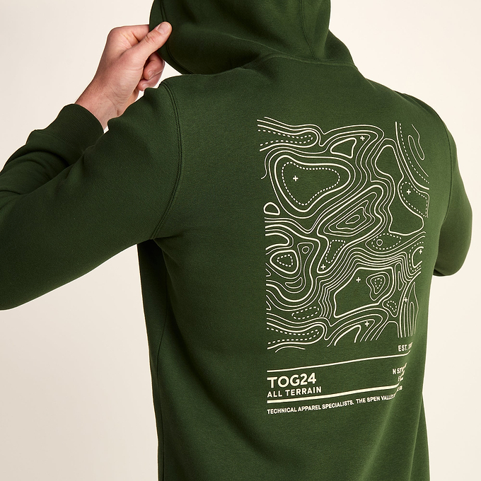 Terrain Mens Supersoft Heavyweight Graphic Print Hoodie - Leaf Green
