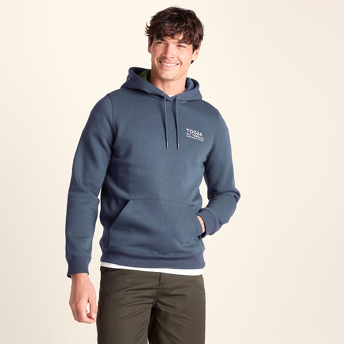 Terrain Mens Supersoft  Heavyweight Graphic Print Hoodie - Smokey Blue