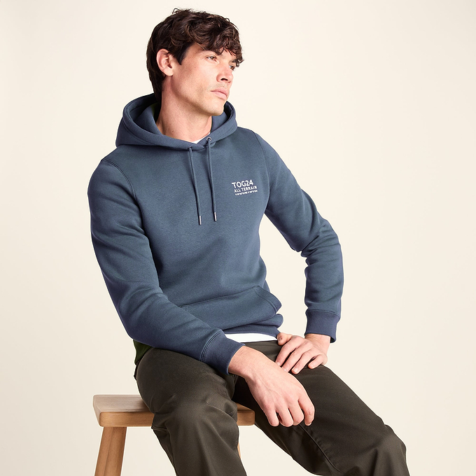 Terrain Mens Supersoft  Heavyweight Graphic Print Hoodie - Smokey Blue