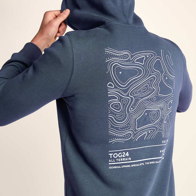 Terrain Mens Supersoft  Heavyweight Graphic Print Hoodie - Smokey Blue